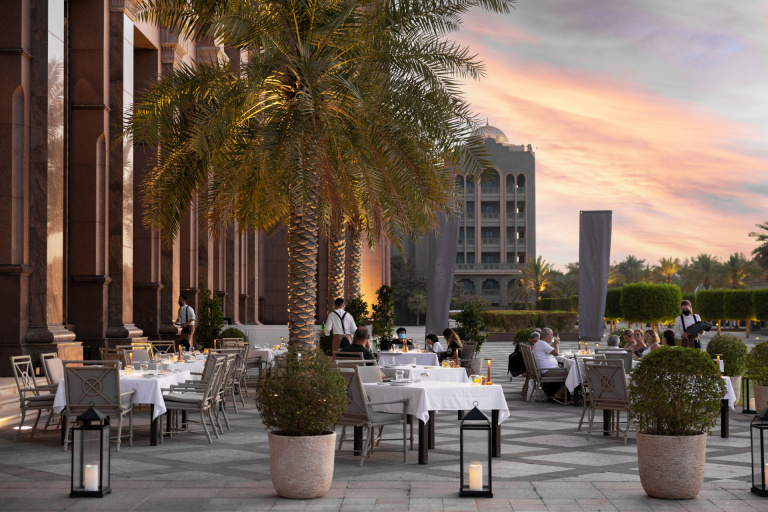 Emirates Palace Seven Star Hotel Terrace Palm Trees Abu Dhabi