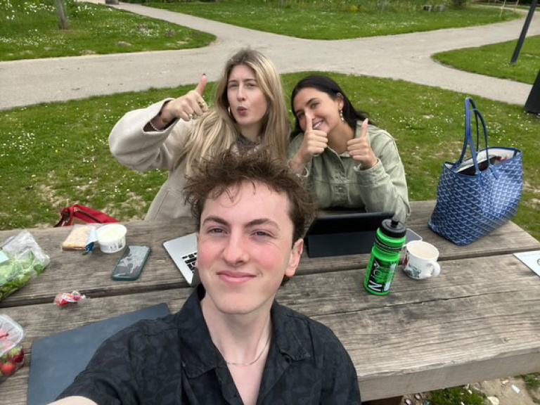 Students outside of student residence on campus